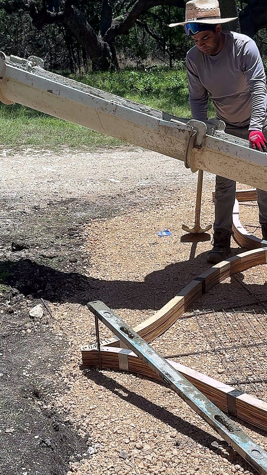 Finishing the concrete by hand