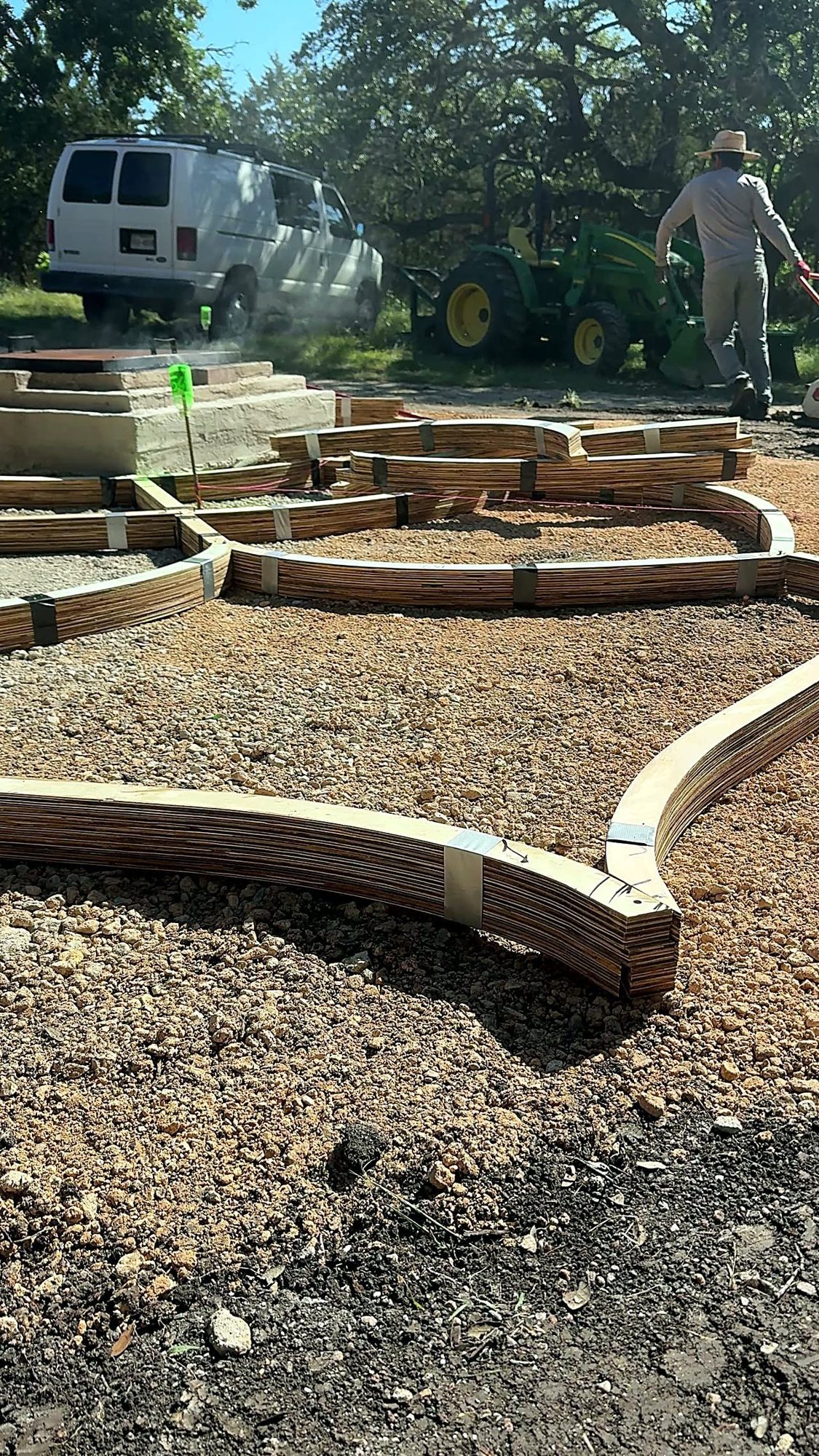Birch formwork shaping the concrete Lotus petals